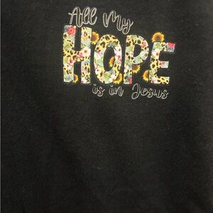 Black Graphic Tee with Floral 'Hope' Design
